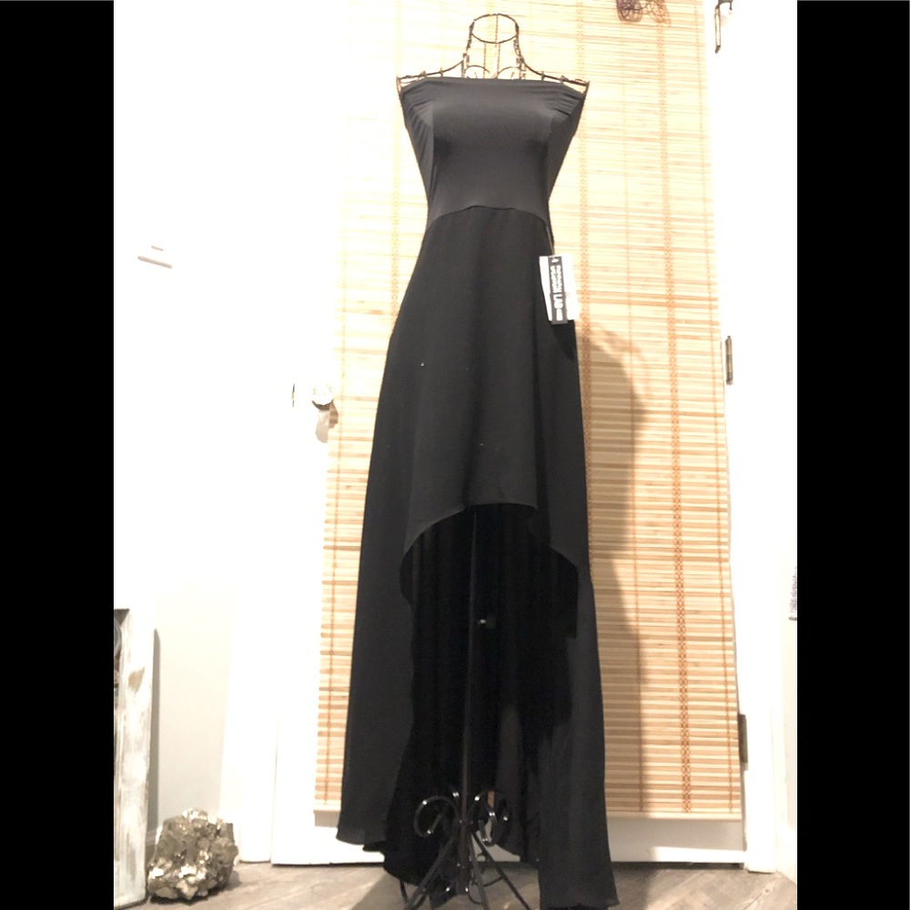 NWT Design Lab Strapless High-Low Dress, Black, Size Medium